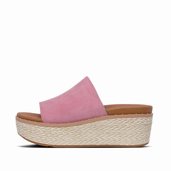 Sandales Compensées Femme Fitflop Eloise Suede Espadrille Rose (OAF532071)